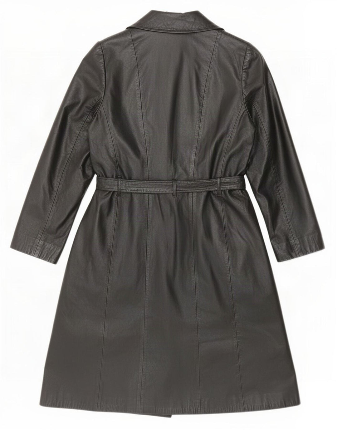 manteau en cuir femme vintage IT 46 Grand Noir