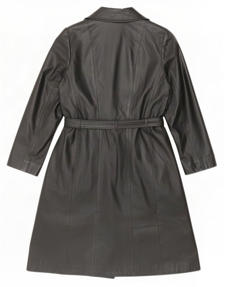 manteau en cuir femme vintage IT 46 Grand Noir