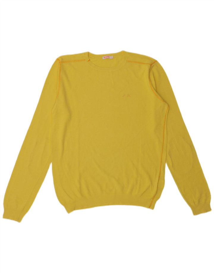 Sun68 Pull col rond homme XL coton jaune