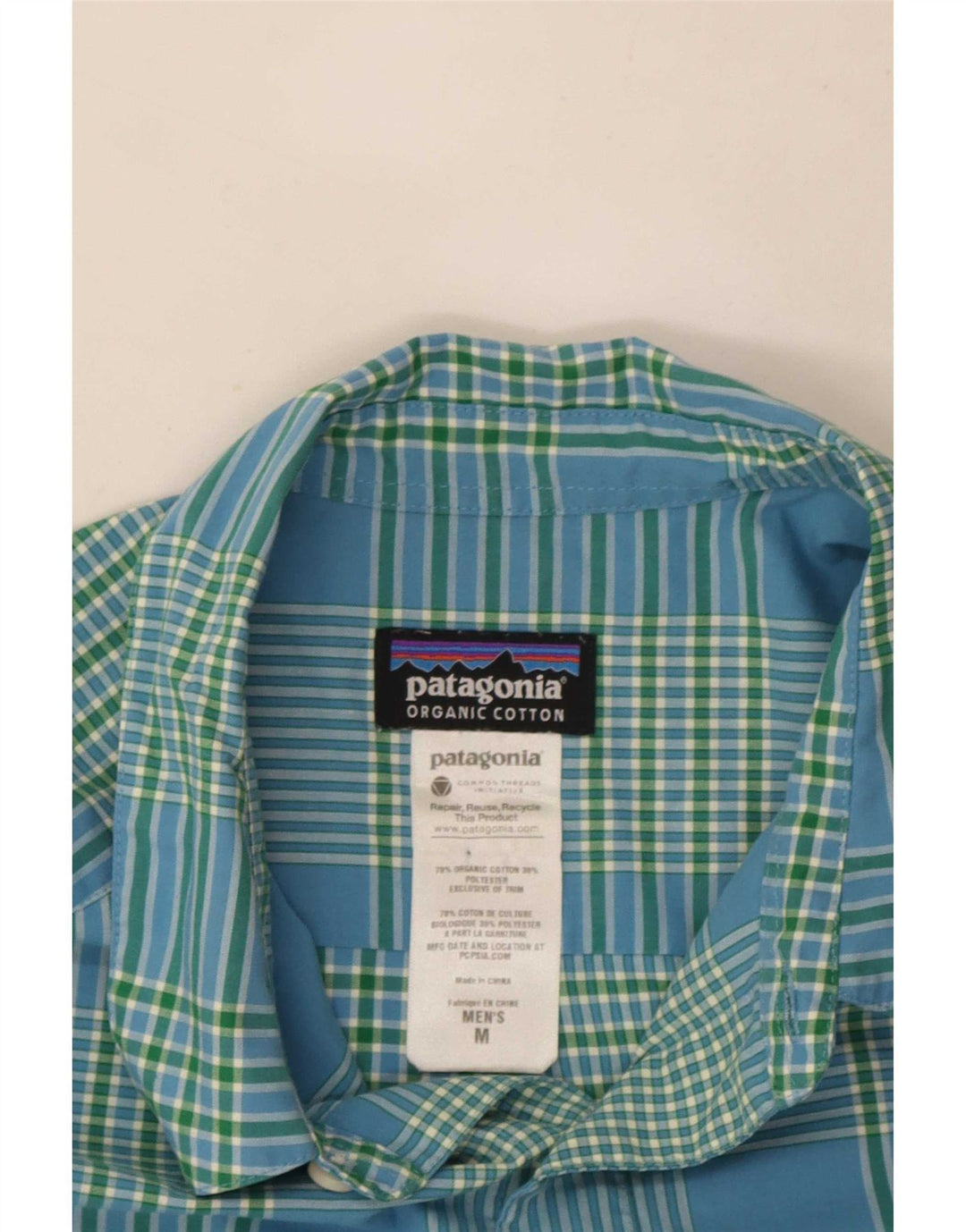 Patagonia Chemise à Manches Courtes Homme Bleu Moyen Check Cotton