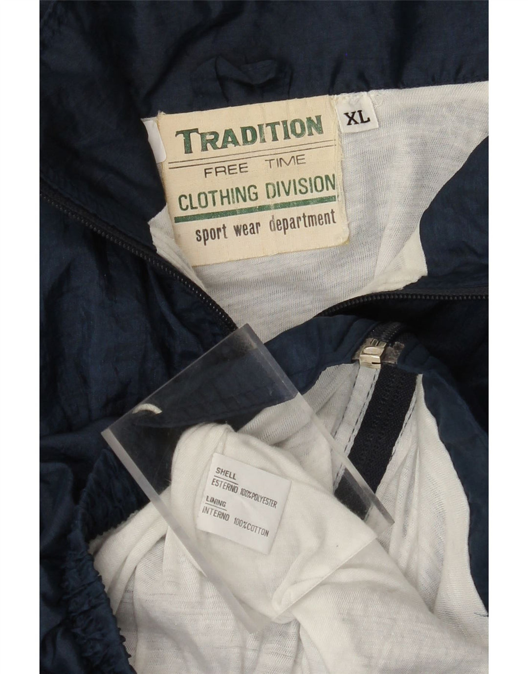 VINTAGE Veste de survêtement pour homme XL Bleu marine Colourblock Polyester
