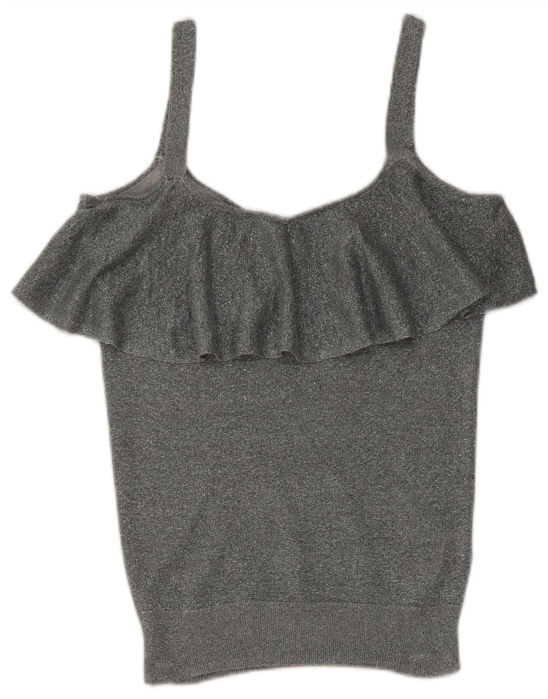 Oasis Haut court à caraco pour femme UK 6 XS Viscose mouchetée argentée