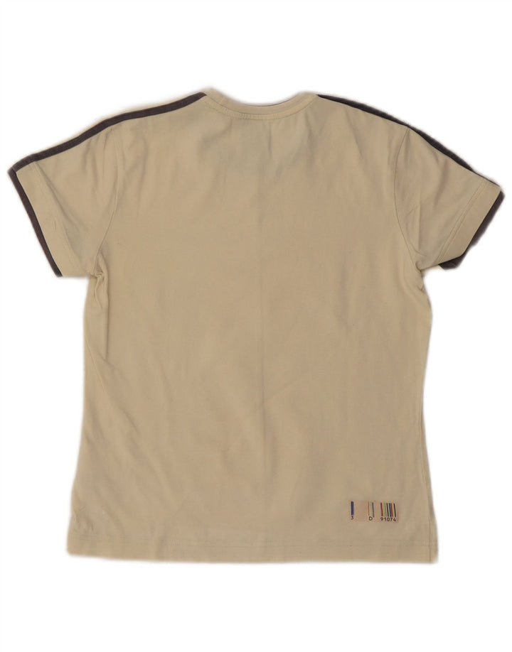 ADIDAS T-shirt graphique pour femme UK 10 Petit coton blanc cassé