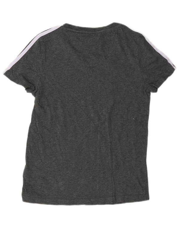 Adidas T-Shirt Femme Top UK 8/10 Petit Gris Coton