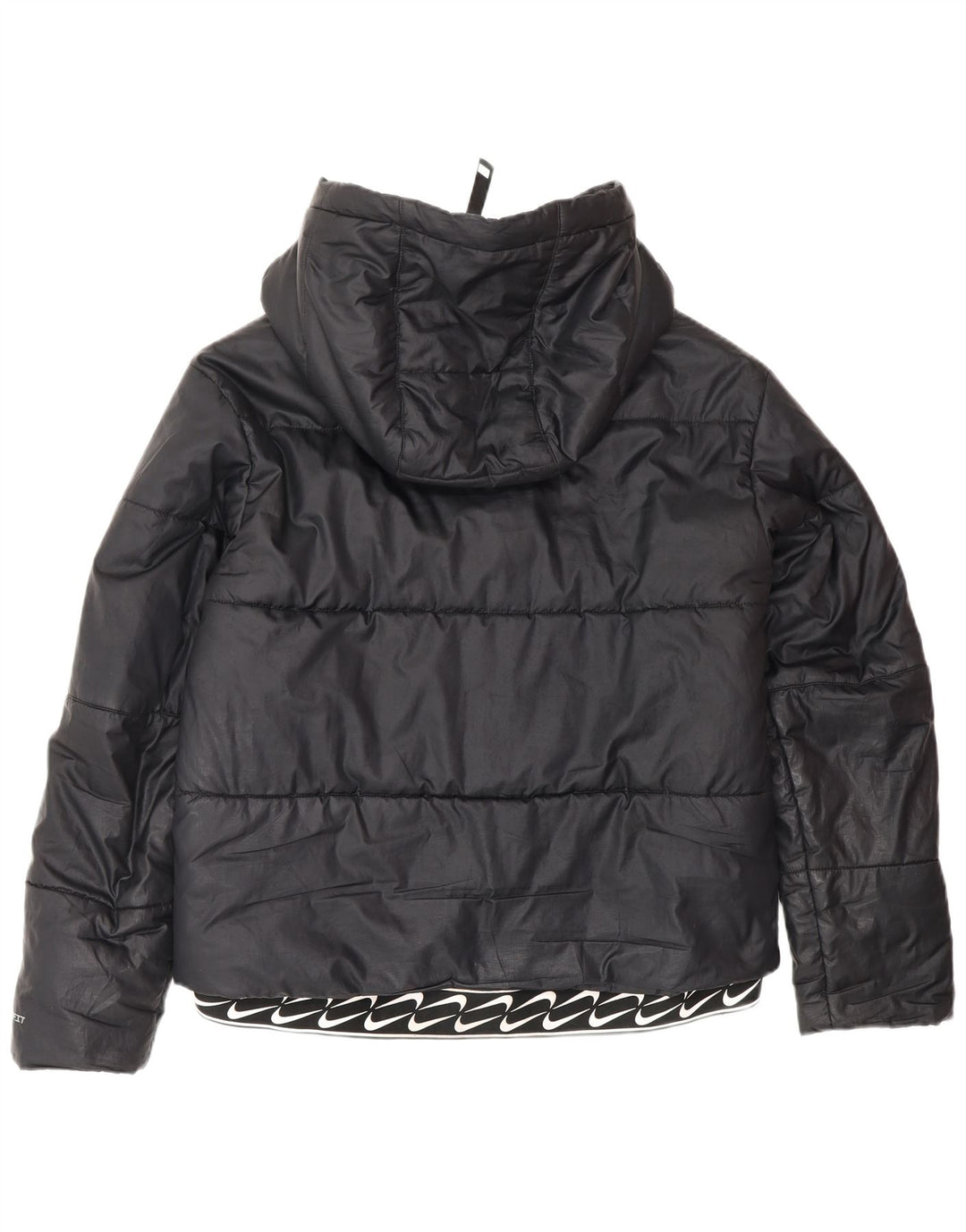 NIKE Veste matelassée à capuche Therma-Fit Graphic pour femme UK 14 Noir moyen