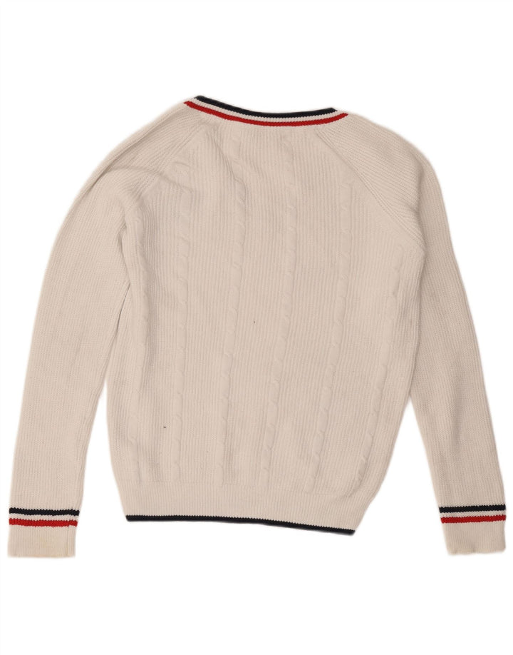 Crew Clothing Pull col V pour homme en coton blanc moyen