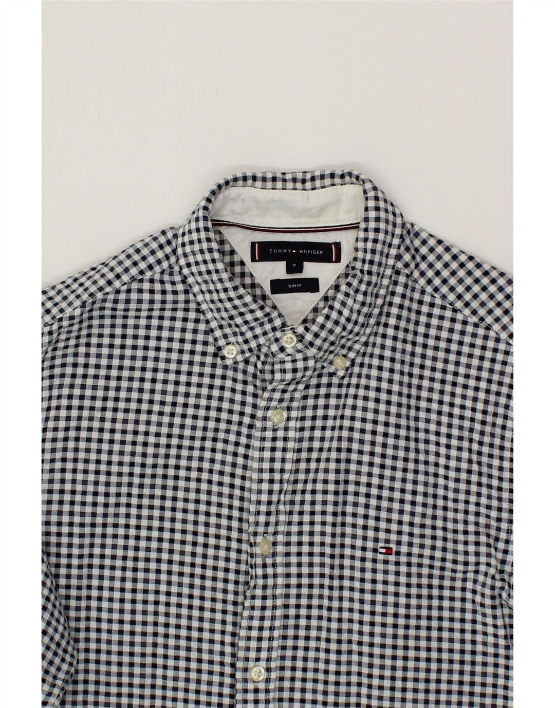 TOMMY HILFIGER Mens Slim Fit Shirt Medium Black Gingham Cotton Vintage Tommy Hilfiger and Second-Hand Tommy Hilfiger from Messina Hembry 