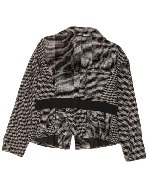 Max & Co. Veste blazer courte à 2 boutons pour femme UK 14 Gris moyen pied-de-poule