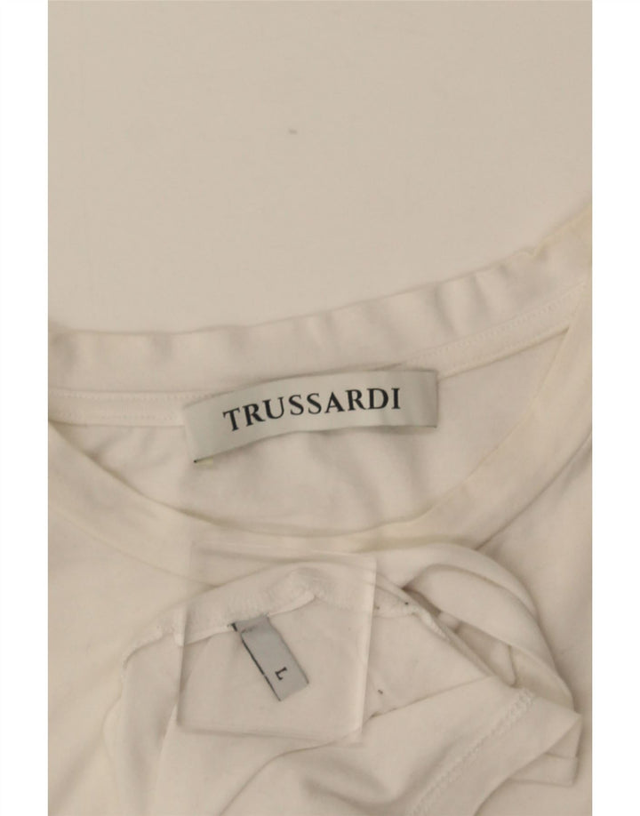 Trussardi Femme T-Shirt Top UK 14 Large Blanc