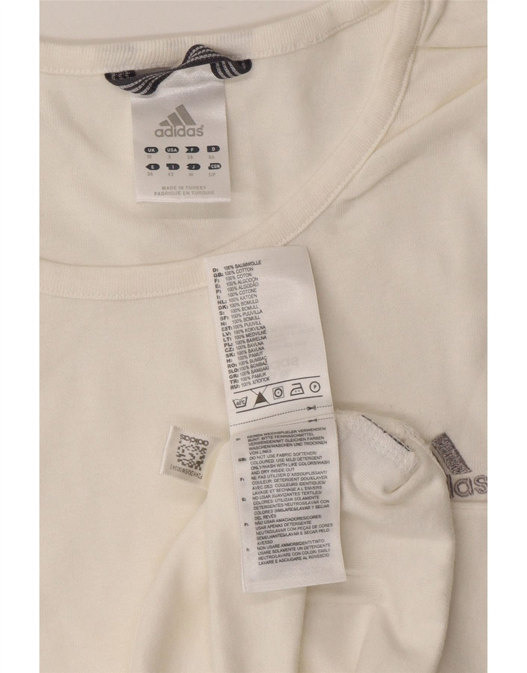 ADIDAS Haut à manches longues pour femme UK 10 Petit coton blanc