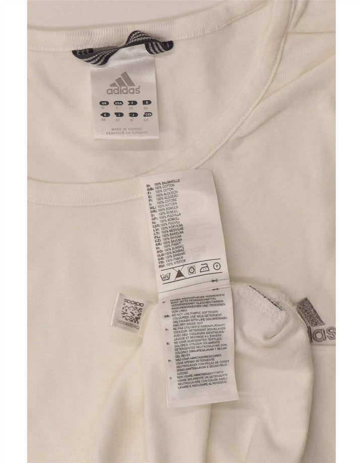 ADIDAS Haut à manches longues pour femme UK 10 Petit coton blanc