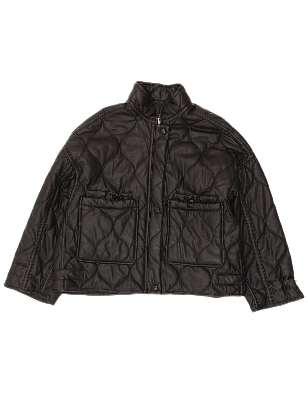 Zara Veste matelassée surdimensionnée pour femme UK 10 Petit Noir Polyester