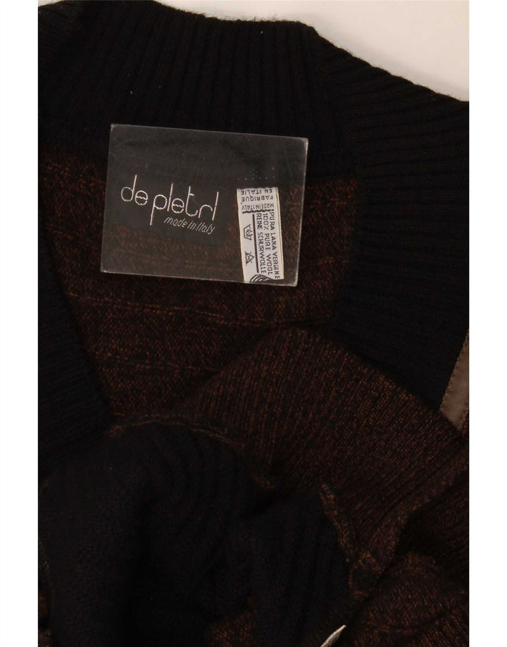 De Pietri Pull col V pour homme en laine color block Marron Large