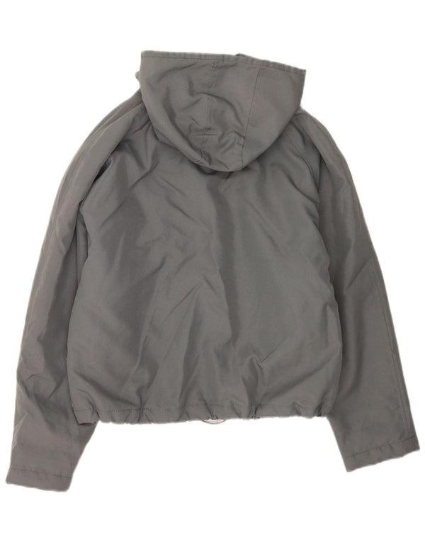 veste coupe-vent surdimensionnée à capuche femme vintage UK 10 petit nylon gris