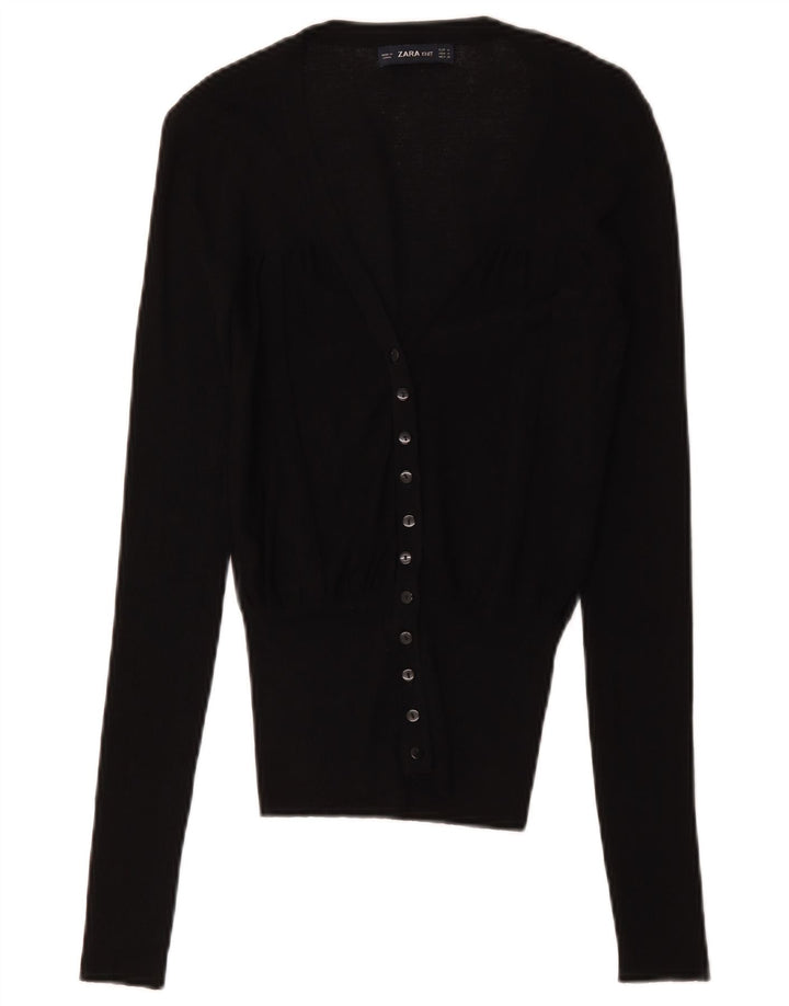 Zara Cardigan Femme Pull UK 12 Medium Noir Viscose