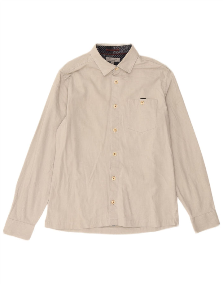 Ted Baker Chemise Homme Taille 3 Petit Coton Blanc Cassé