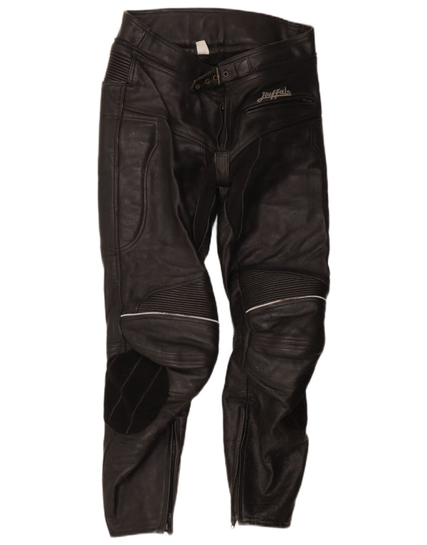 Buffalo Pantalon en cuir style moto pour homme UK 42 Medium W32 L27 Noir