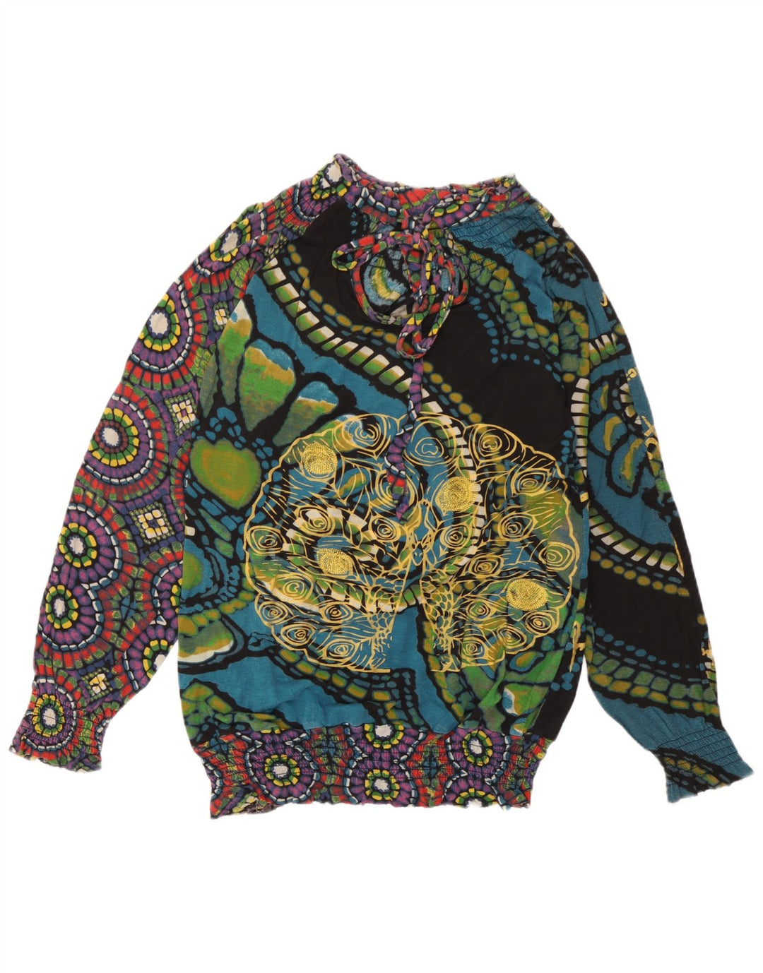 Desigual Womens Abstract Pattern Blouse Top UK 14 Moyen Multicolore