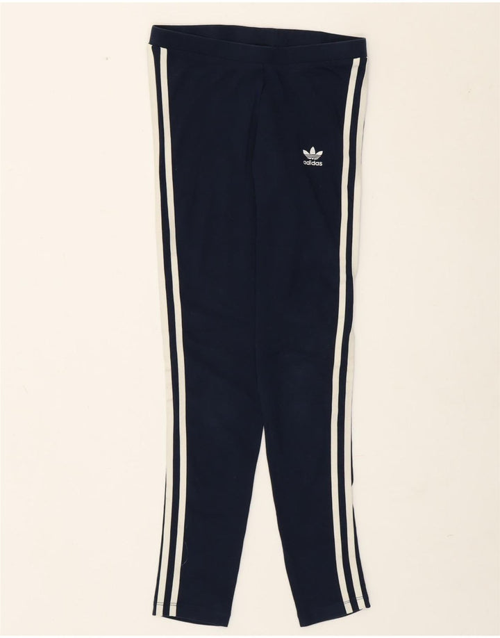 Adidas Leggings Femme UK 8 Petit Bleu Marine Coton