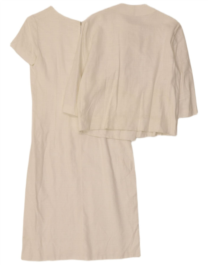vintage Femmes 3/4 Manches 5 Boutons 2 Pièces Ensemble UK 14 Moyen Blanc
