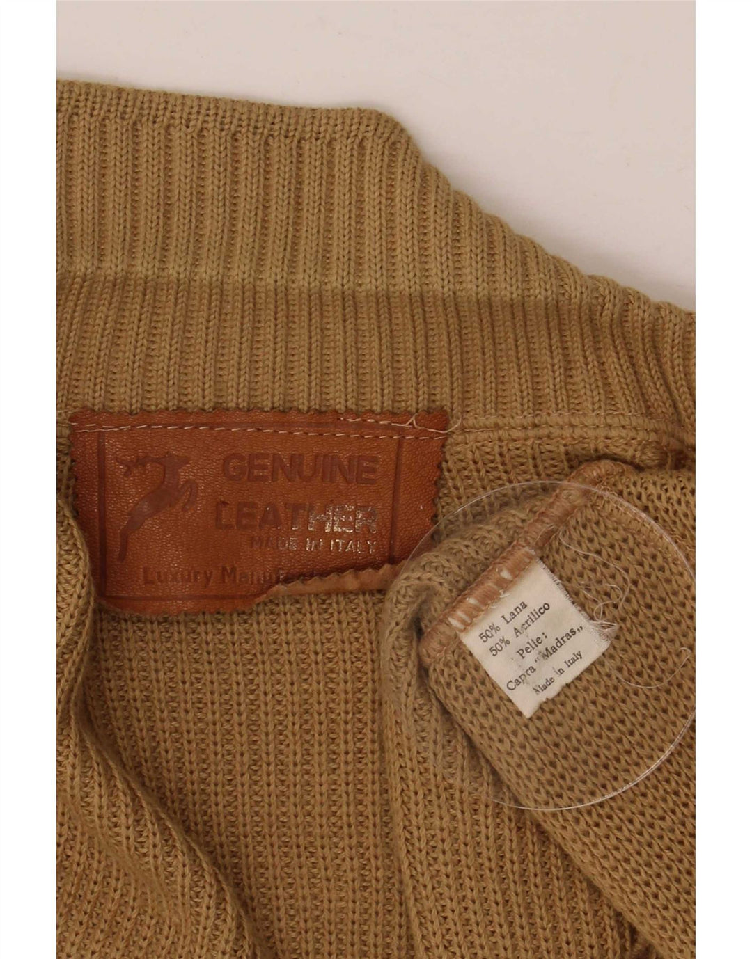 vintage Mens Cardigan Pull Laine Brun Moyen
