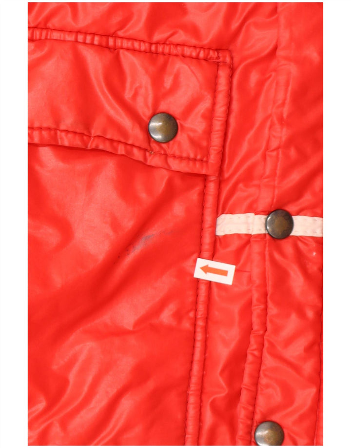 vintage Mens Gilet Rembourré UK 36 Petit Rouge Colourblock Polyamide