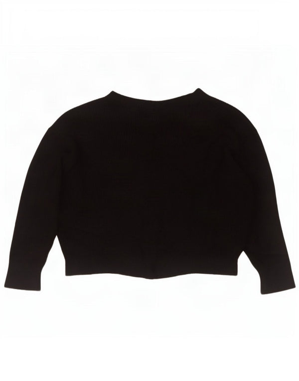 Zara Pull surdimensionné à col bateau pour femme UK 14 Viscose noir moyen