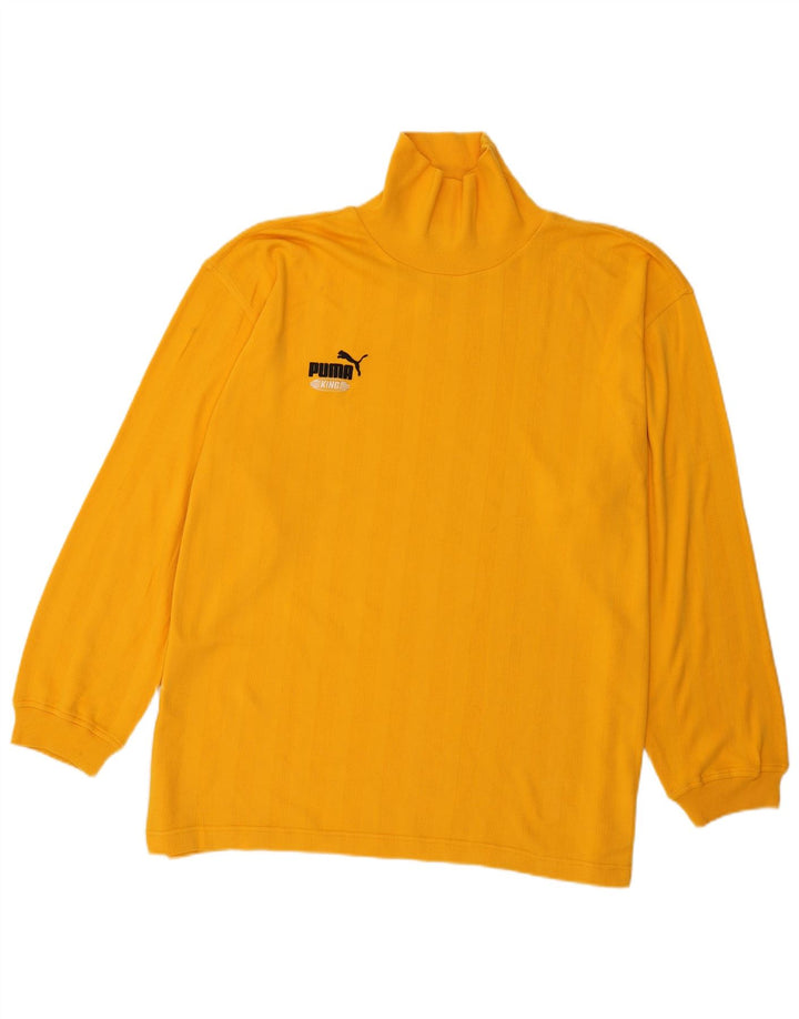 Puma Haut à manches longues XL en coton rayé jaune pour homme
