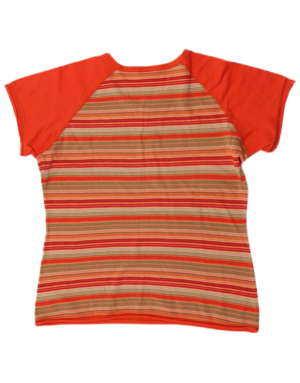 Arena T-Shirt Femme Top UK 14 Large Orange Rayé
