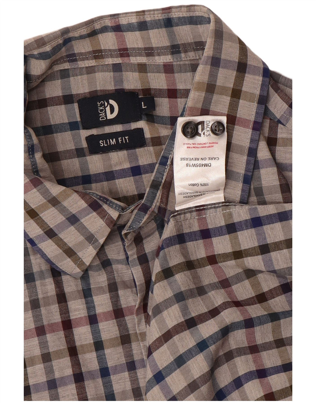 Dack's Chemise Slim Fit Homme en Coton à Carreaux Gris Grand