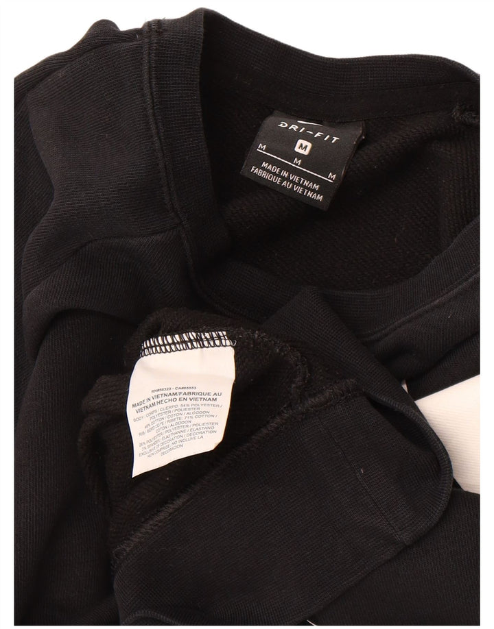 NIKE Womens Dri Fit Crop Graphic Sweatshirt Jumper UK 14 Medium Black