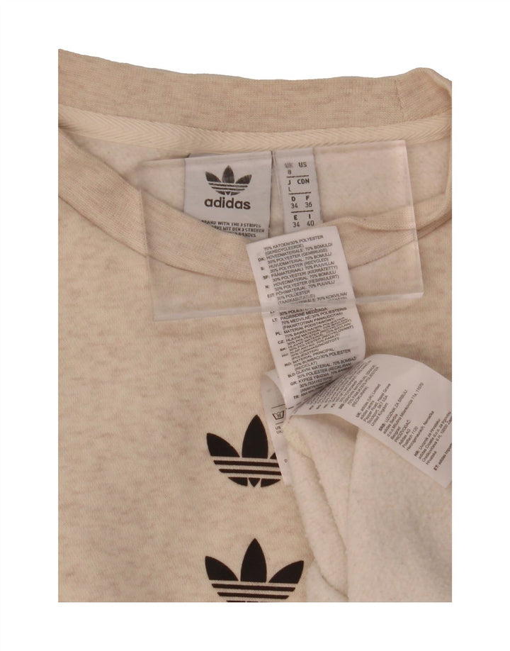 ADIDAS Womens Oversized Crop Graphic Sweatshirt Jumper UK 8 Small  Beige Vintage Adidas and Second-Hand Adidas from Messina Hembry 
