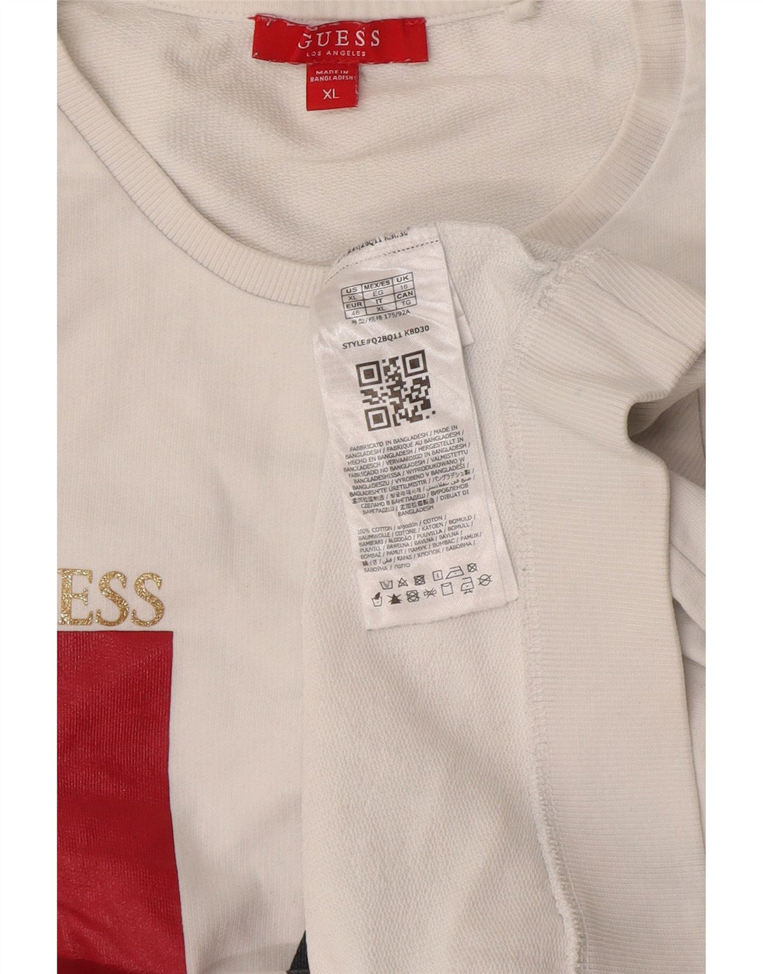 Guess Sweat-shirt graphique pour femme UK 16 Large Blanc Coton
