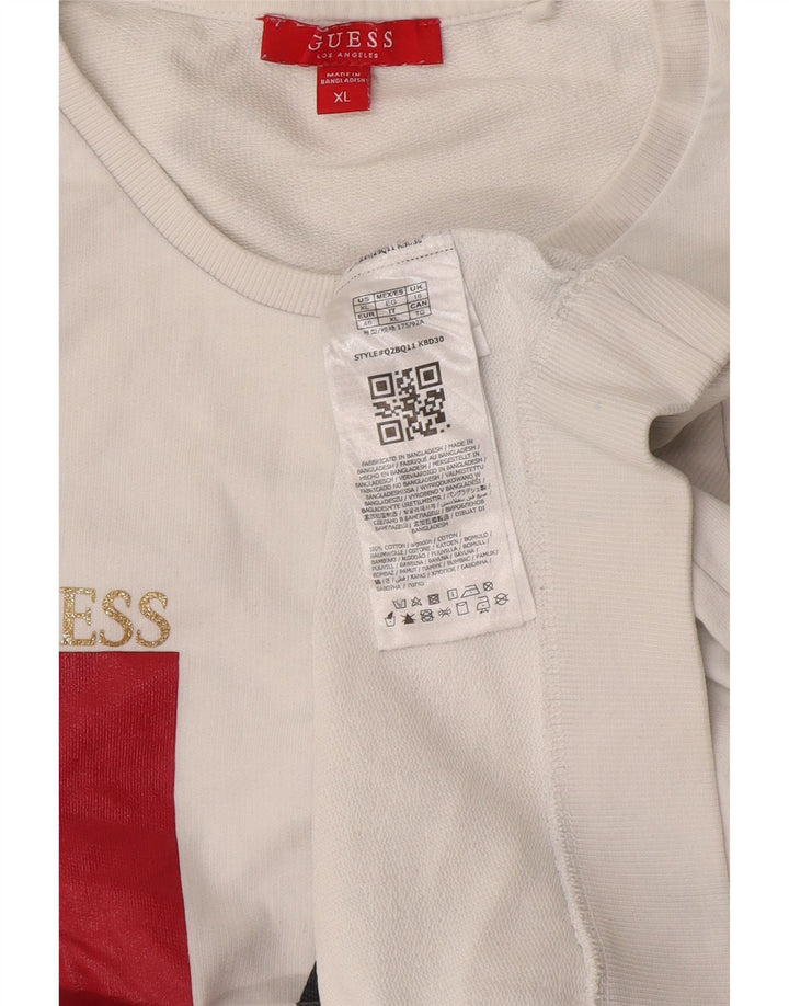 Guess Sweat-shirt graphique pour femme UK 16 Large Blanc Coton