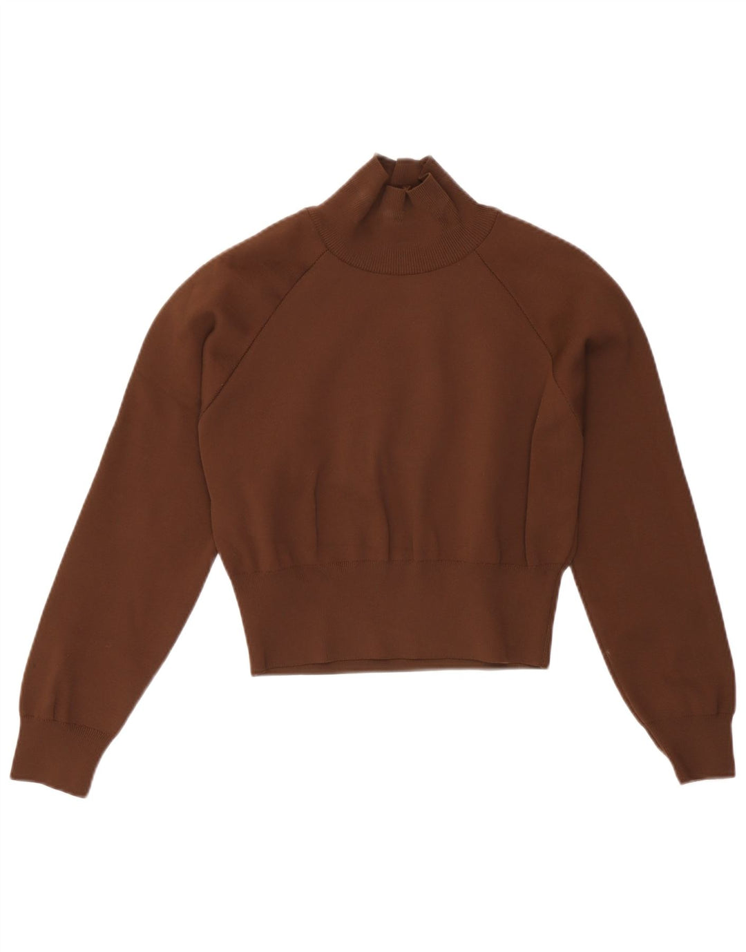 Zara Pull court à col roulé pour femme UK 10 Petit Marron
