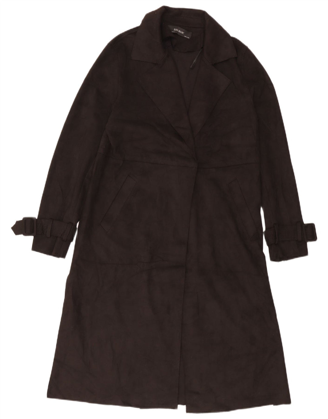 Zara Womens Basic Overcoat UK 12 Medium Noir Polyester