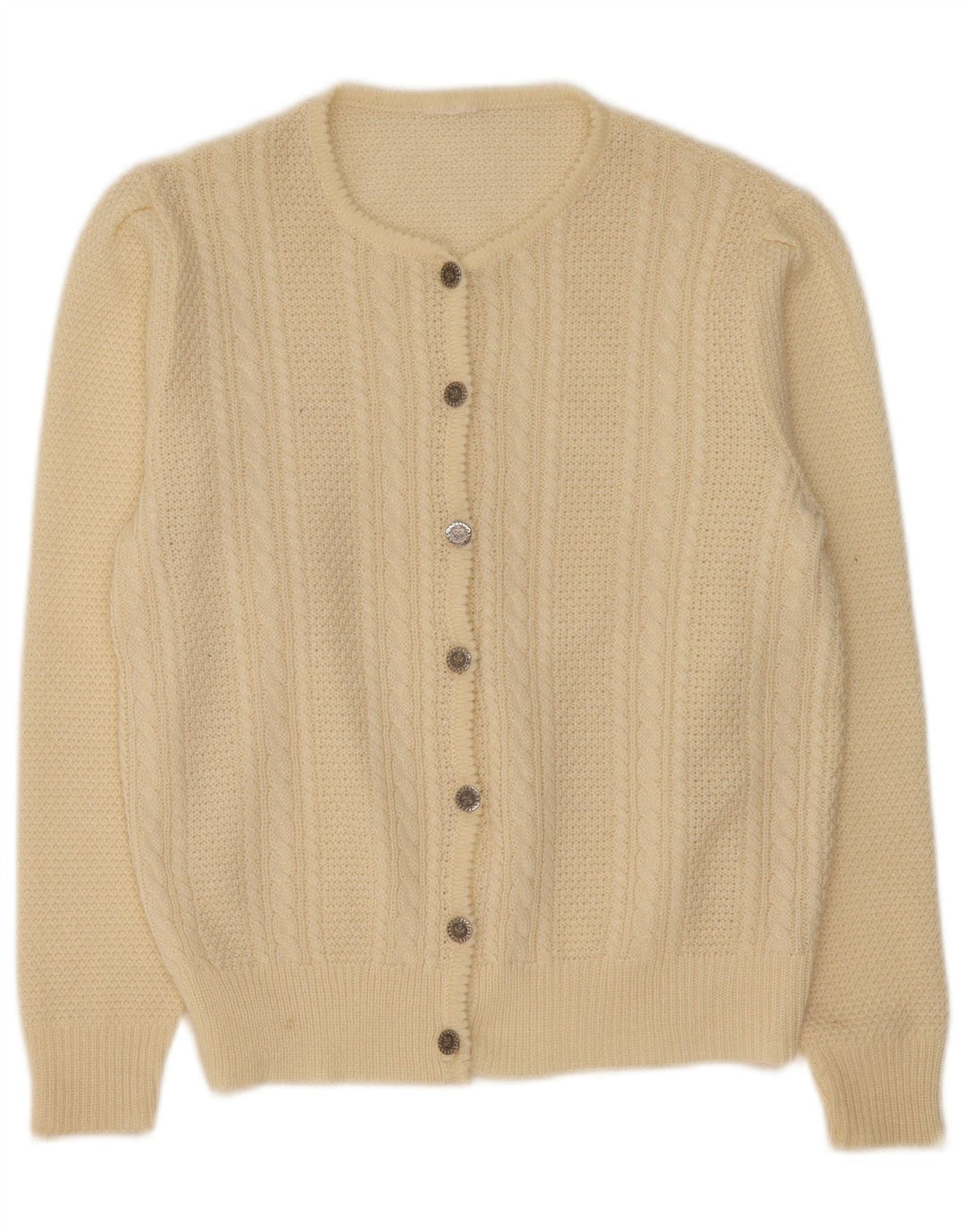vintage Femme Cardigan Pull UK 14 Beige Moyen