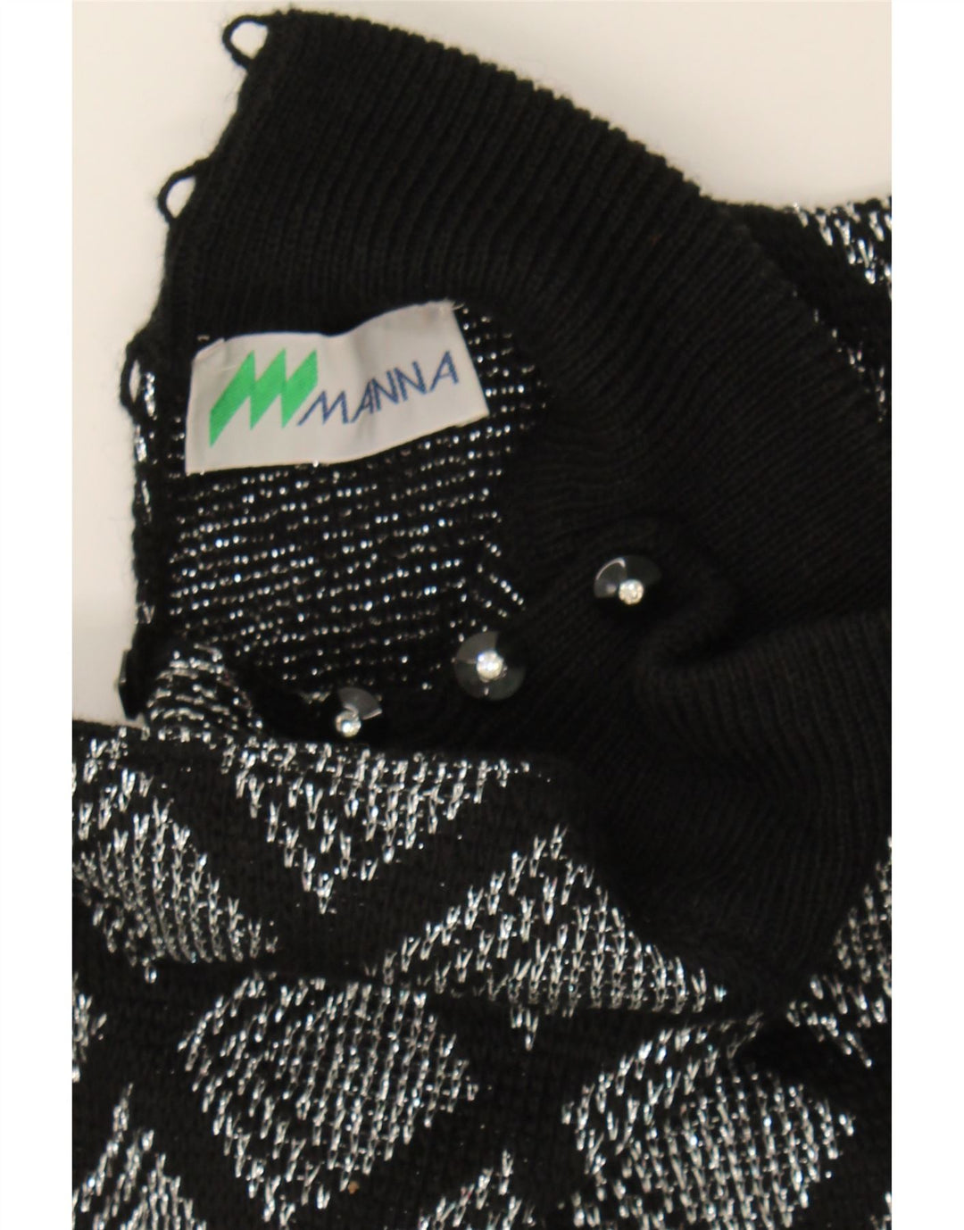 MANNA Womens Turtle Neck Jumper Sweater UK 12 Medium Black Argyle/Diamond Vintage Manna and Second-Hand Manna from Messina Hembry 