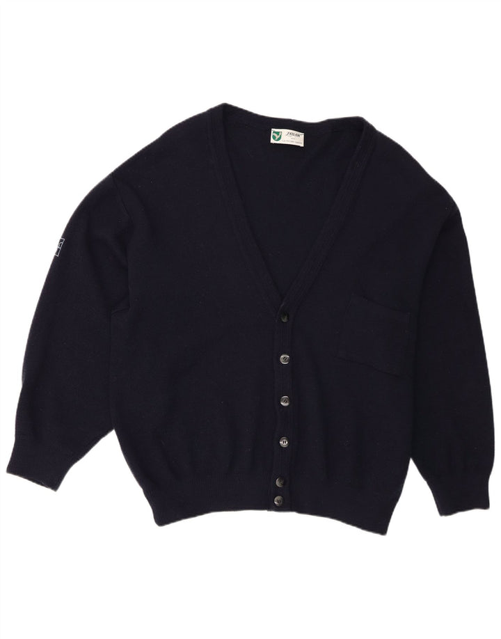 Milan Cardigan Homme Pull EU 52 Grande Laine Vierge Bleu Marine