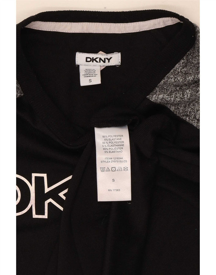 Dkny Haut graphique à manches longues pour femme UK 10 Petit Noir Colorblock Polyester