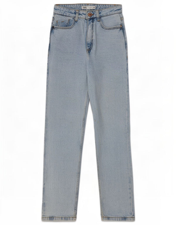 Zara Jean fuselé taille haute pour femme EU 32 2XS W22 L27 Bleu Coton