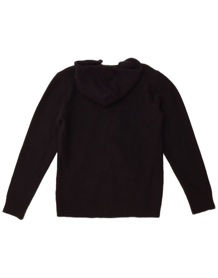 Libero Milano Cardigan à capuche pour femme UK 14 Laine noire moyenne