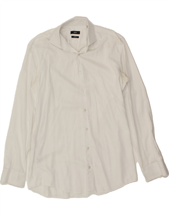 HUGO BOSS Chemise Slim Fit Homme Taille 41 Coton Blanc Moyen