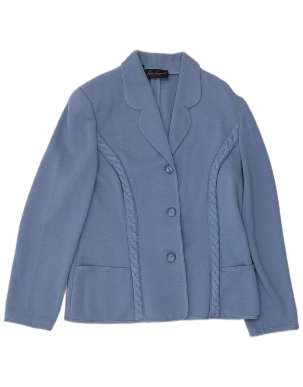 Luisa Spagnoli Veste blazer en tricot à 3 boutons pour femme UK 12 Bleu moyen