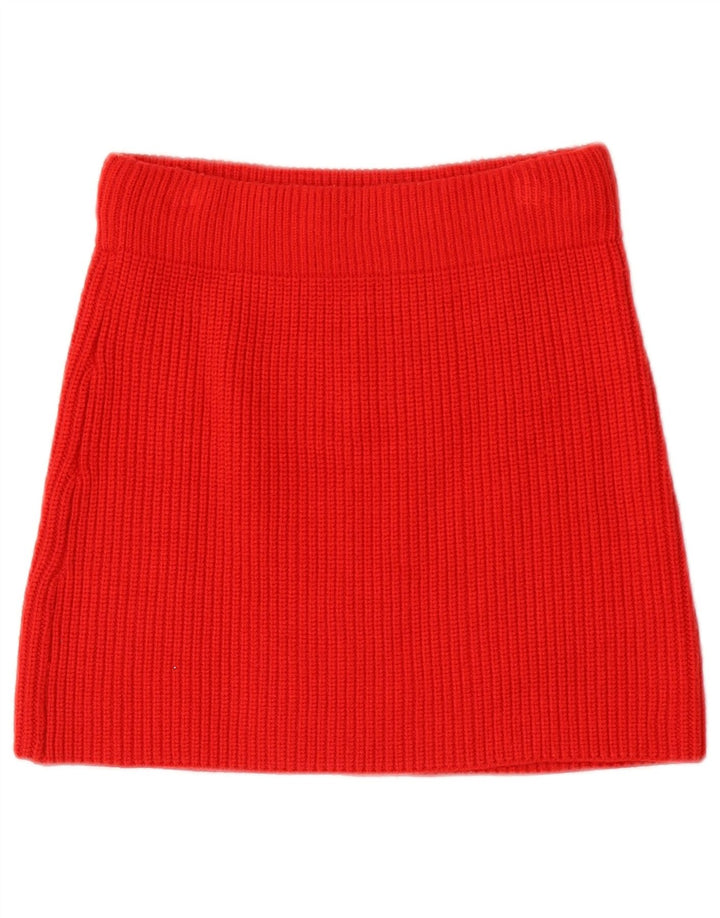 Zara Femme Mini Jupe En Tricot Petite W26 Viscose Rouge