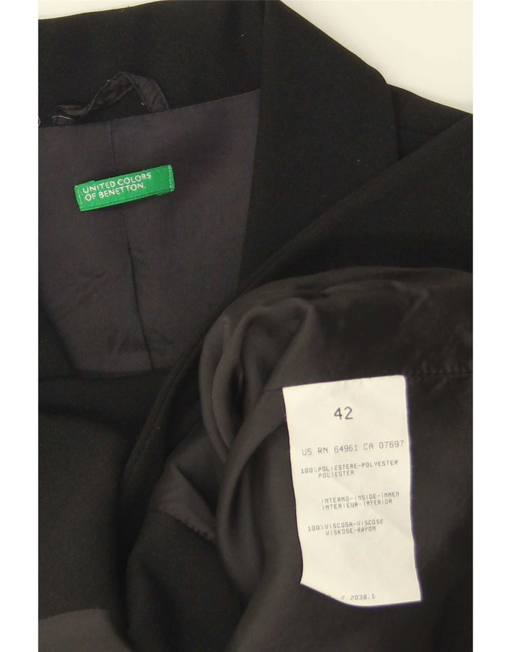 Benetton Veste Blazer 3 Boutons Femme IT 42 Noir Moyen Polyester