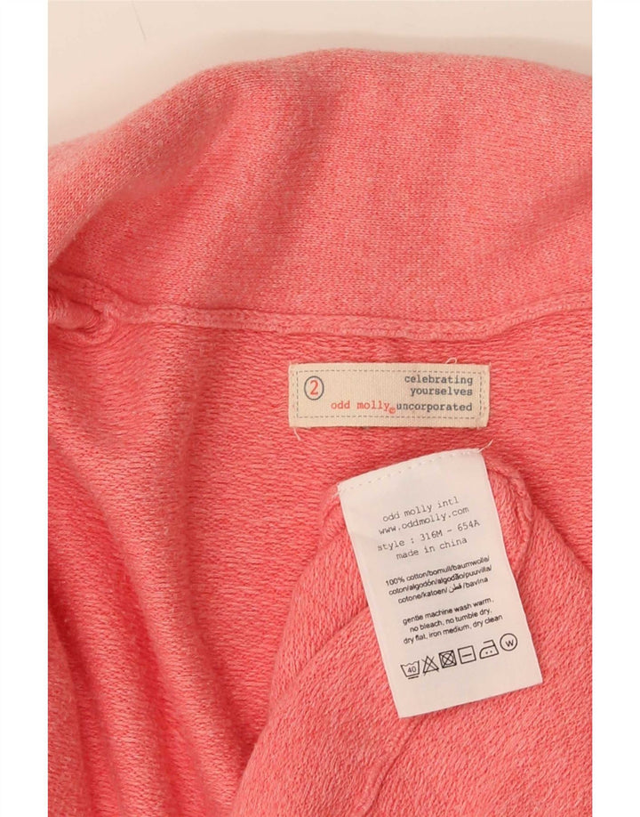 Odd Molly Womens Cardigan Sweater Taille 2 Coton moucheté rose moyen