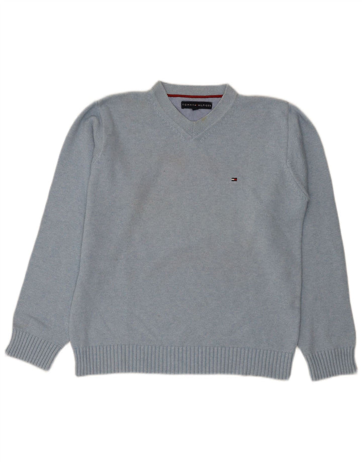Tommy Hilfiger Pull Col V Homme Bleu Moyen Coton