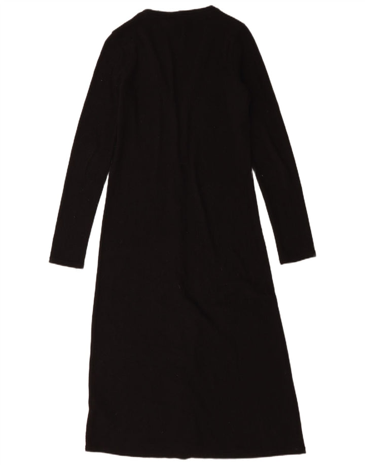 Zara Womens Longline Cardigan Sweater UK 10 Petit Noir Polyester