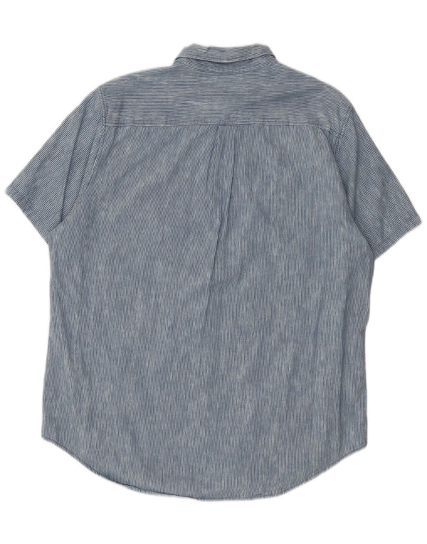 Superdry Chemise à manches courtes coupe régulière pour hommes 2XL en coton à fines rayures bleues